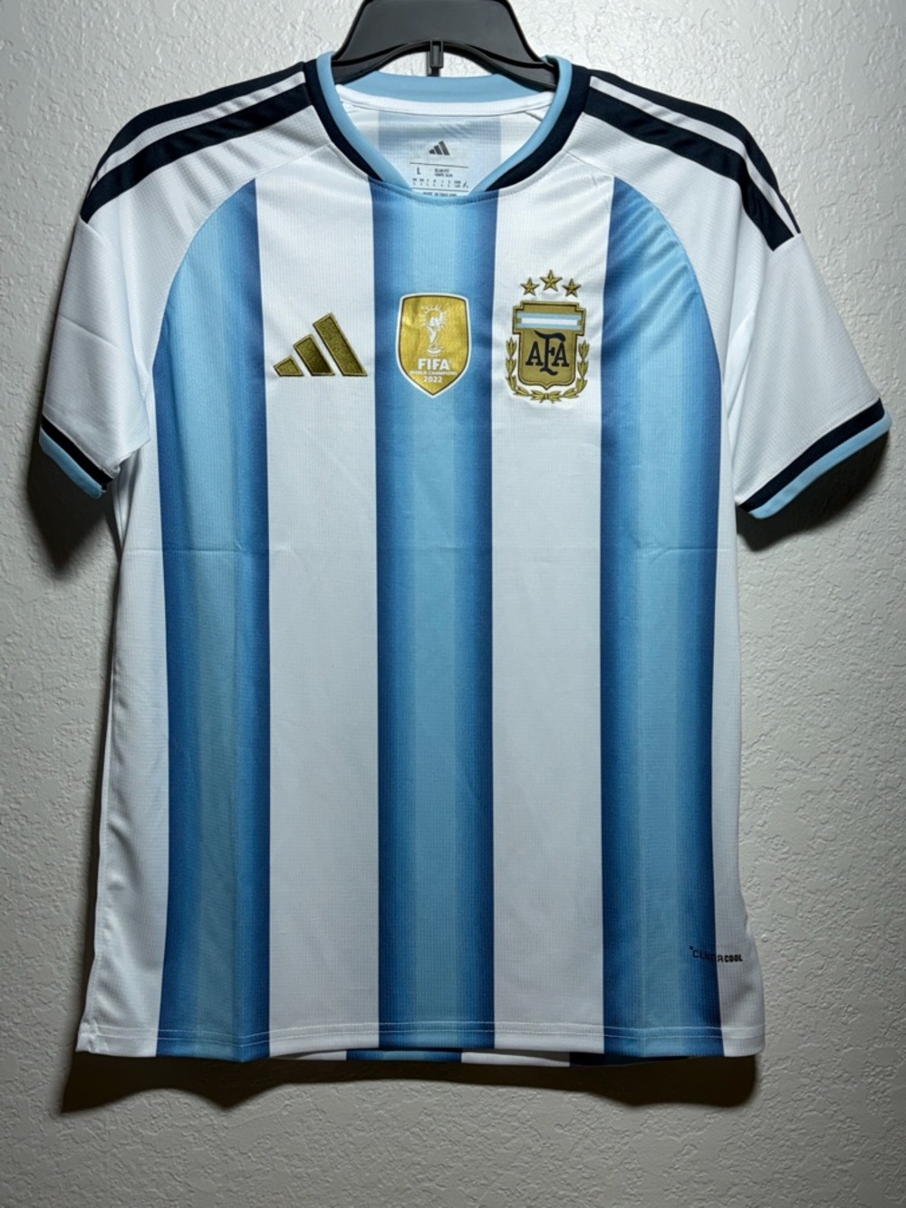 Adidas Argentina National Team Jersey - Sky Blue & White with Gold Crest